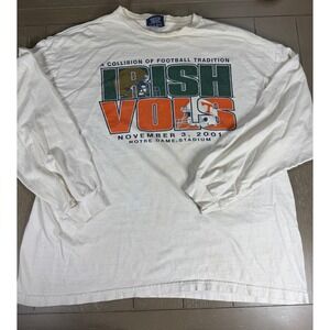 Vintage Notre Dame Long Sleeve XXL Collision Of Football Tennessee White Shirt